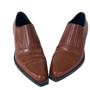 Dark Tan Cowboy Style Shoes